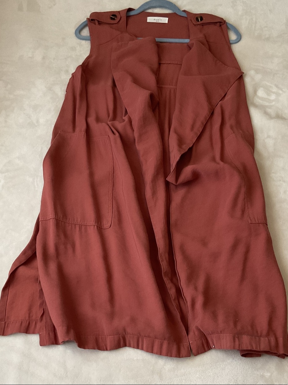 Elodie Rust Red Sleeveless Draped Blazer